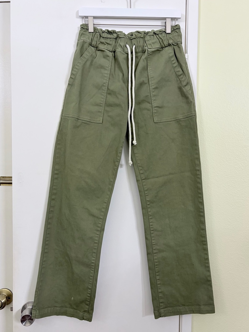 Electric & Rose Easy Pant Olive Utility Pull-On Cotton Drawstring Pants Size S - Picture 3 of 8